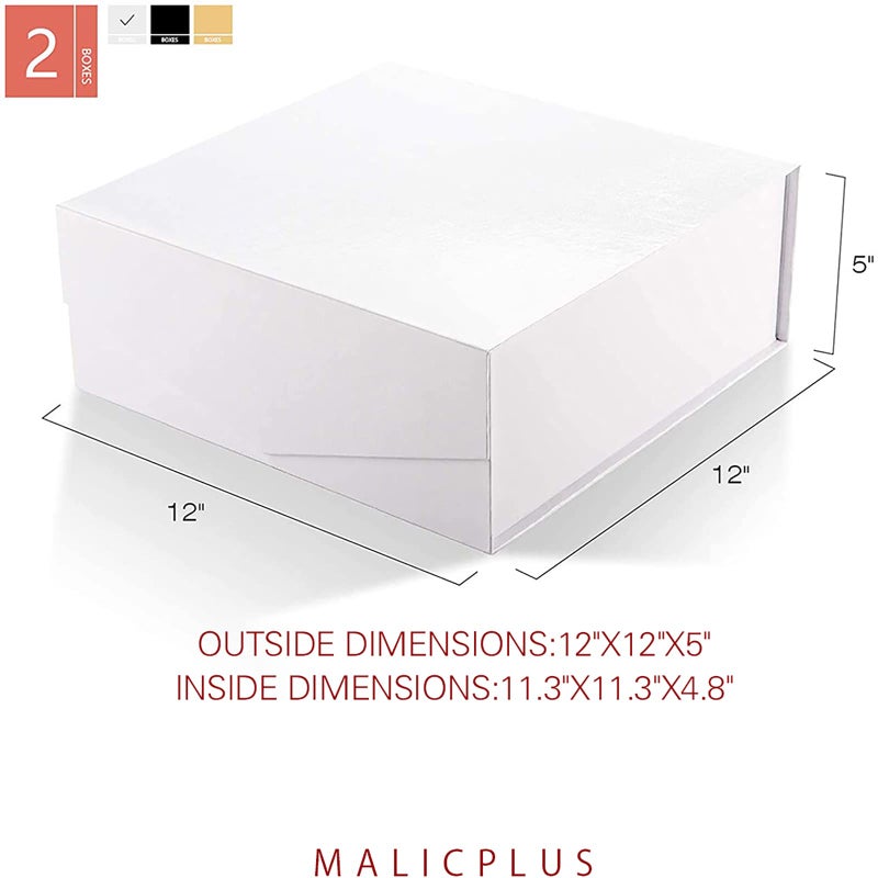 MALICPLUS 2 Extra Large Gift Boxes with Lids 11.3x11.3x4.8 Inches, White Bridesmaids Proposal Boxes with Magnetic Closure for All Occasion (Grass Texture) - Image 5